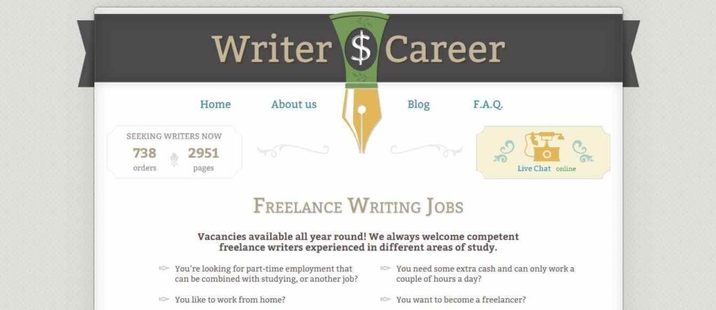 Writerscareer.com Review homepage