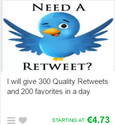An example of a Fiverr gig to earn money with your retweets