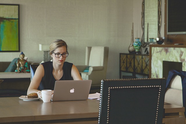 woman working on her laptop