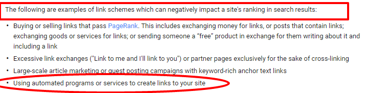 Google Guidelines on Link Schemes