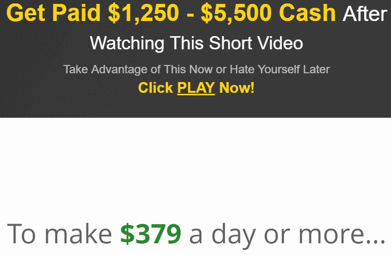 Get paid $1,250 - $5,500 cash after watching this short video