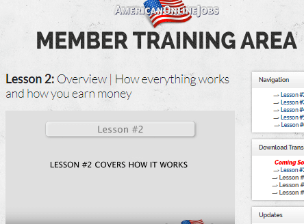 American Online Jobs Member Training Area