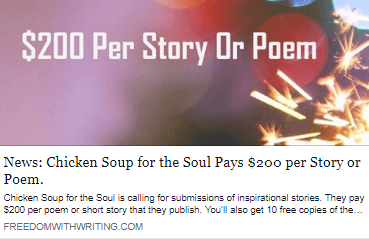 freedom with writing scams review- this site is going to pay you $200 per poem or contest