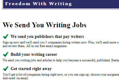 freedom with writing scam - the home page