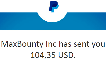 maxbounty has sent you 104,35 USD