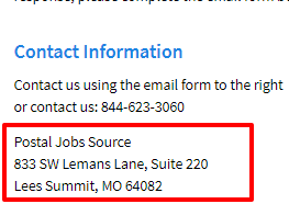 postal job source address