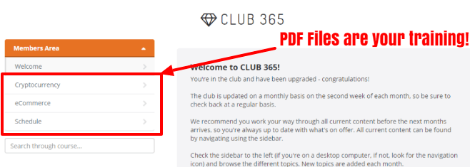 club 365 gives you PDF Files as training