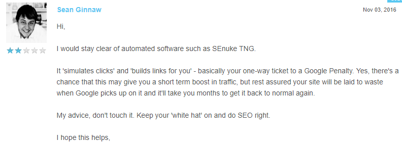 Sesnuke is not recommended by the seo experts
