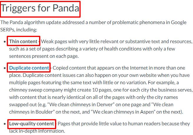 spun content triggers panda penalty