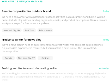 Writers work job finder