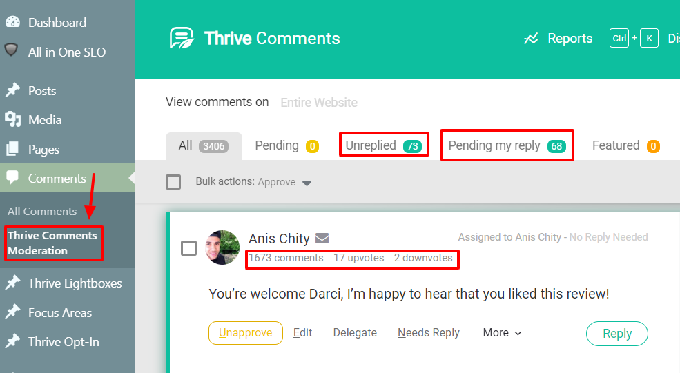 thrive comments moderation platfrom