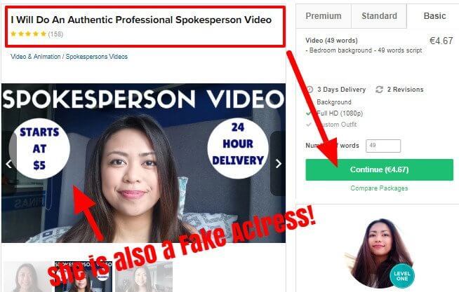 this is a fake fiverr actress doing testimonial video for viral dollars
