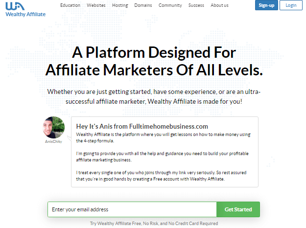 wealthy affiliate landing page