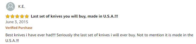 Last set of knives you will buy according to a customer