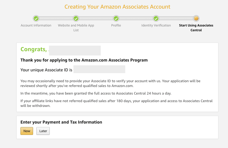 Amazon Associates payment method