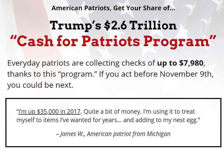 Cash For Patriots Review web page