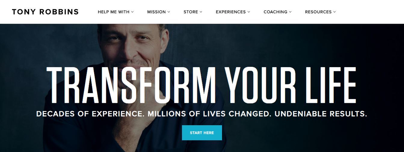 Tony Robbins main page