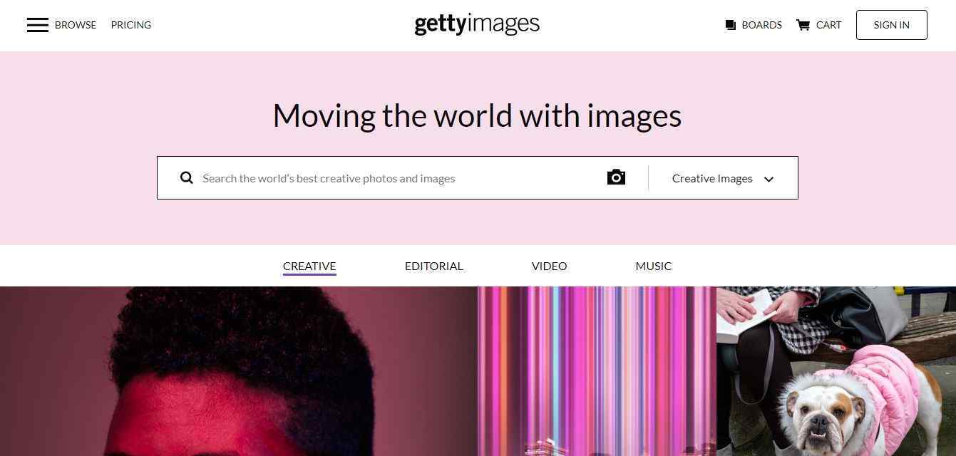 Getty Images Review landing page