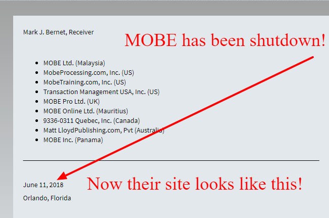 MOBE Shutdown by FTC