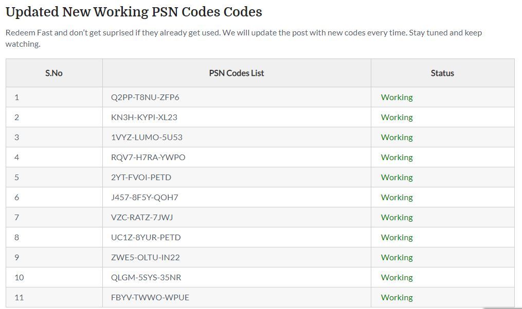 psn code free 2019