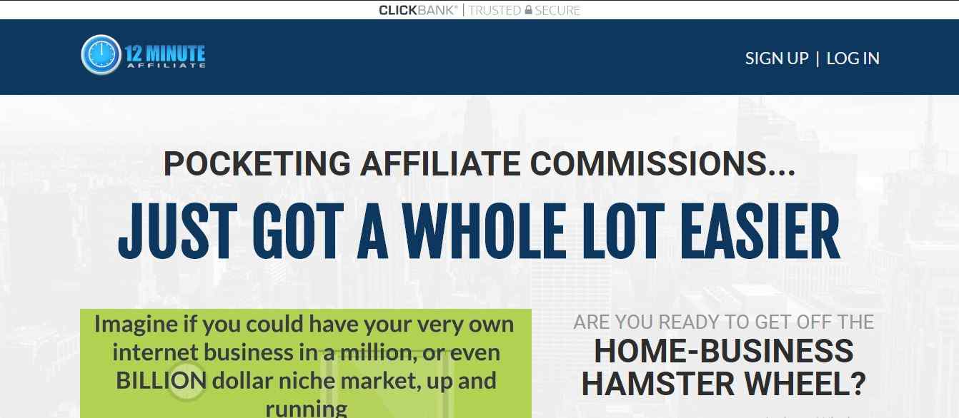 Is 12 Minute Affiliate A Scam website homepage